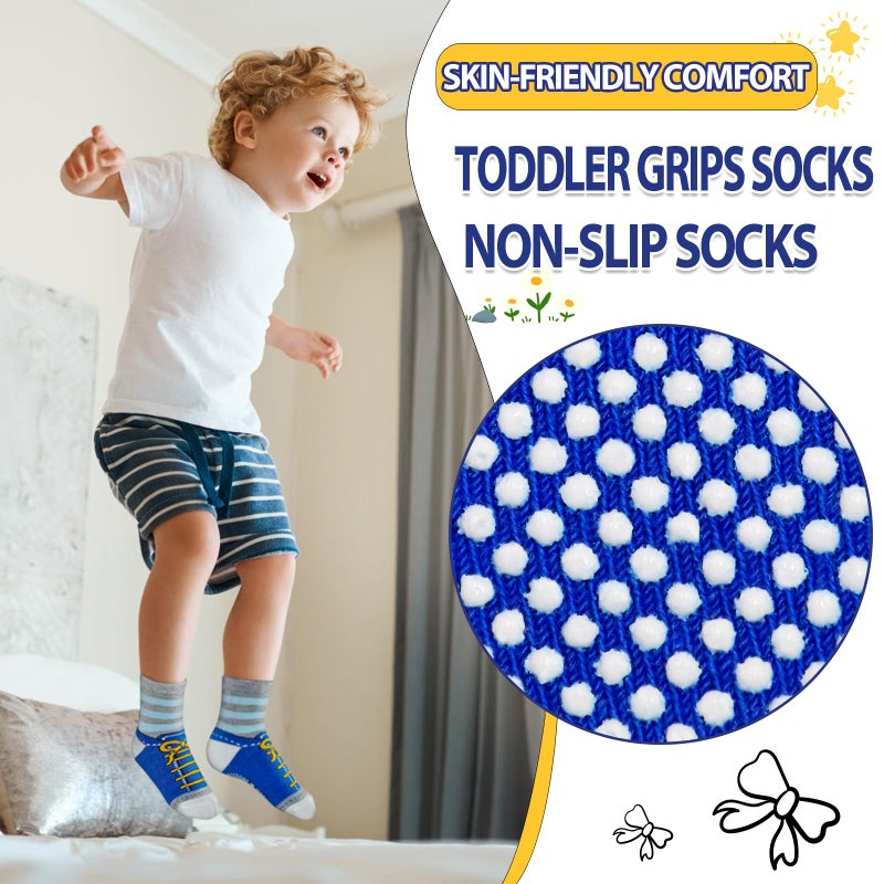 HYCLES Anti Slip Toddler Socks, 12 Pairs Non-Skid Cotton Grip Kid Socks for 3-5T Kids Boy Girl - Image 3